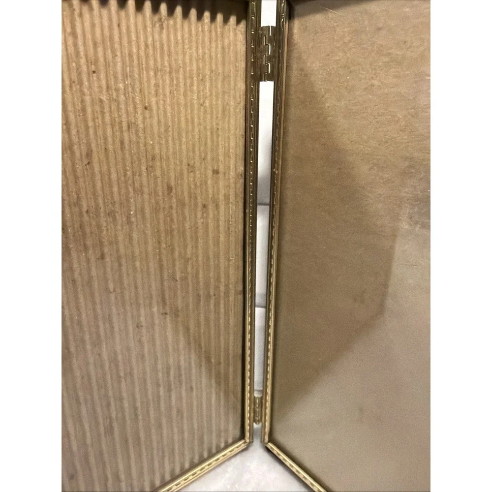 VINTAGE Metal Frame TWO PHOTO BI-FOLD HINGED GOLD TONE 8x10